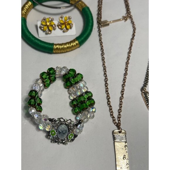 Boho Chic Mixed Jewelry Set Greens Golds - Picture 3 of 6